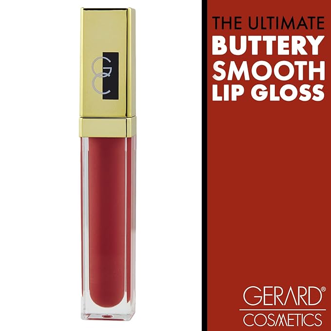 Gerard Cosmetics Color Your Smile Lip Gloss Rose Hill | Super Pigmented Red Lip Gloss with LED Light and Mirror | Shiny Finish | Hydrating Liquid Lip Color | Cruelty Free and Made in USA