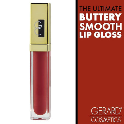 Gerard Cosmetics Color Your Smile Lip Gloss Rose Hill | Super Pigmented Red Lip Gloss with LED Light and Mirror | Shiny Finish | Hydrating Liquid Lip Color | Cruelty Free and Made in USA
