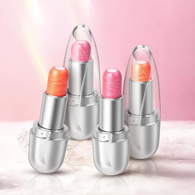 Jelly Glitter Lipstick, Magic Color Changing Lip Stain Queen, Hydrating Long Lasting Tinted Lip Balm with Creamy Texture, High Pigmented Non-Stick Lip Stain Glitter Lip Gloss Makeup, 03