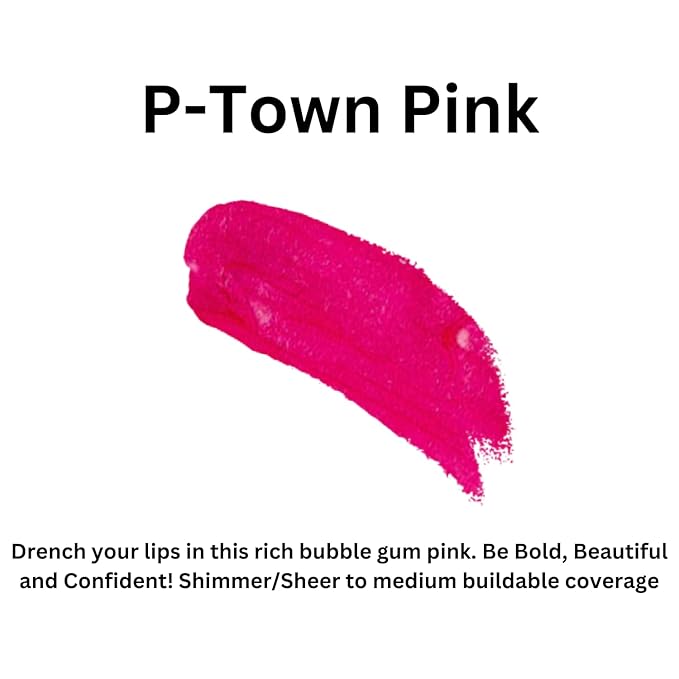 P-Town Pink Lip Gloss (.25oz) - Naturally Refreshing Vegan Lip Gloss with Aloe, Vitamins C & E, Spearmint Extract