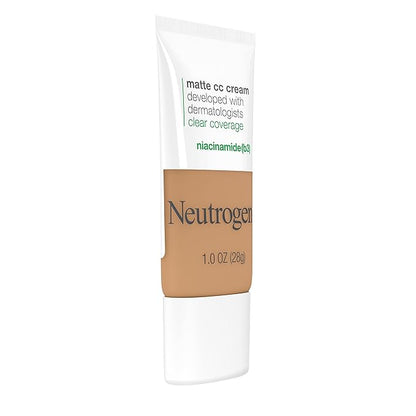 Neutrogena Clear Coverage Flawless Matte CC Cream, Full-Coverage Free, Butterscotch, 1 oz