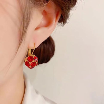 Vintage Ruby Dangle Earrings Red Crystal
