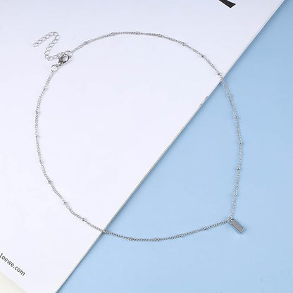 Vintage Square Pendant Necklace Polish Square