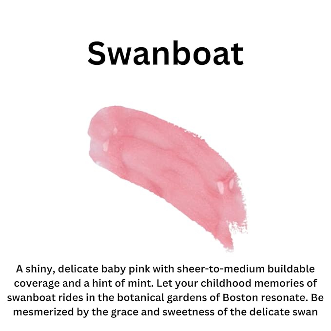 Swanboat Lip Gloss (.25oz) - Naturally Refreshing Vegan Lip Gloss with Aloe, Vitamins C & E, Spearmint Extract