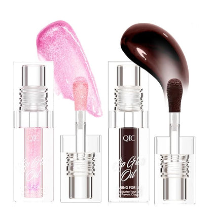 Crystal Jelly Moisturizing Lip Oil 2Pcs Hydrating Lip Moisturizing