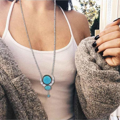 Y2K Necklace Puffy Turquoise Beaded Necklaces