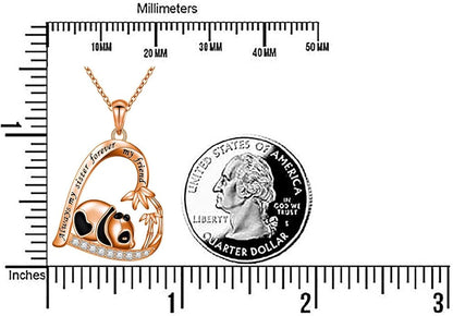 Silver Crystal Panda Necklace Choker Vintage Heart Panda