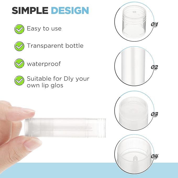 50 Pcs Lip Balm Containers Tubes Travel