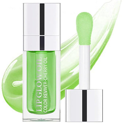 Hydrating Lip Oil for Women, Glossy Lip Color, Transparent Lip Gloss for Nourishing Lip and Make Lip Full, Moisturizing Liquid Tinted Lip Balm for Lip Care, 0.2oz (Apple Green #016)