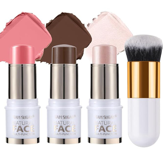 Contour Stick Makeup Kit,3Pcs Bronzer Blush Highlighter Stick Medium (#03,06,09)