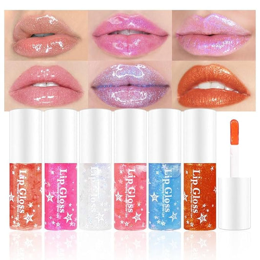 evpct 6Pcs Glossy Hydrating Lip Oil Lip Gloss Glossy