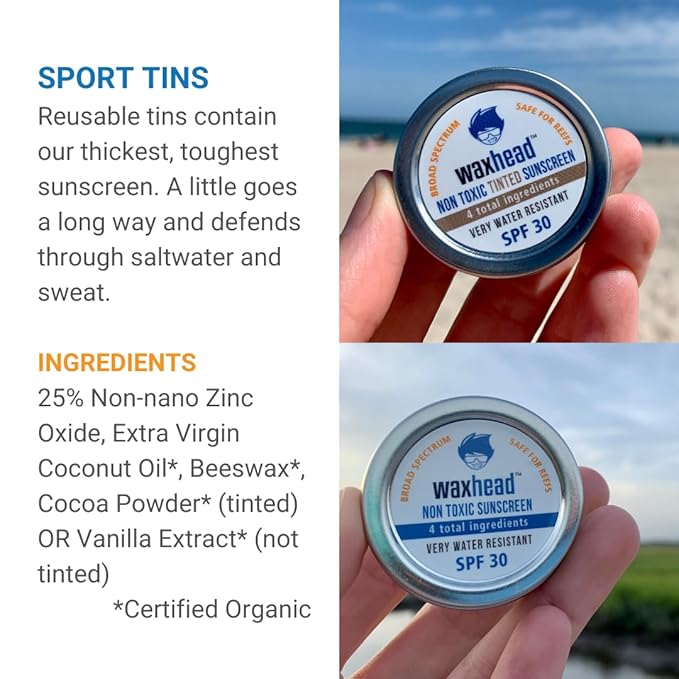 Waxhead Sampler Kit - Coral Reef Safe Sunscreen for Kids Sunscreen Travel Size Sunscreen TSA Approved Biodegradable Sunscreen, Environmental Friendly Sunscreen, Mineral Sunscreen Zinc Oxide