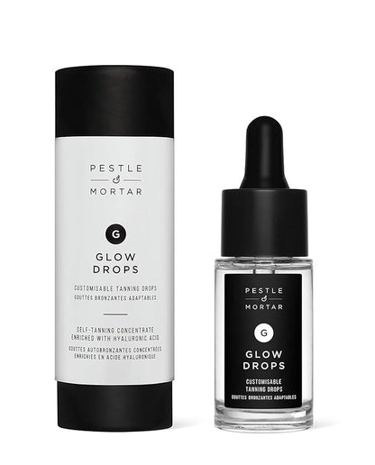 Pestle & Mortar Glow Drops - Sunless Self-Tan with Hyaluronic Acid. Customisable Self Tanner- For Men & Women,15ml