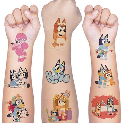 9 Sheets Blue Temporary Tattoos for Kids, Children's Party Favors