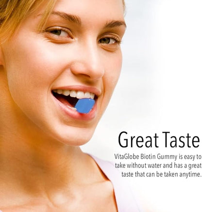 VitaGlobe Biotin 5000mcg Gummy - Mixed Berry Gummy for Hair, Skin & Nails, 40 Count (Pack of 1)