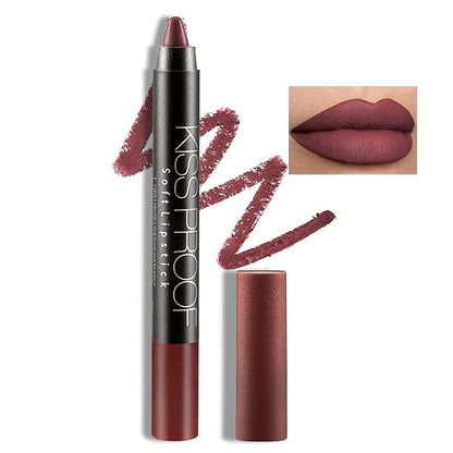 Boobeen Matte Lipstick Pencil Lip Crayon Stick Matte Velvet Lipgloss Creamy Lip Liner Full Coverage High Pigment Waterproof Non-Fade Lipstick for Women, Matte Lip Stain with Smooth Makeup