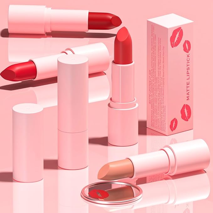 3Pcs Orange Bright Red Velvet Matte Crayon Lipstick Orange