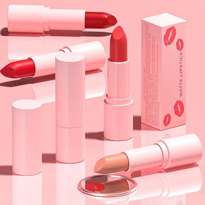 3Pcs Orange Bright Red Velvet Matte Crayon Lipstick Orange