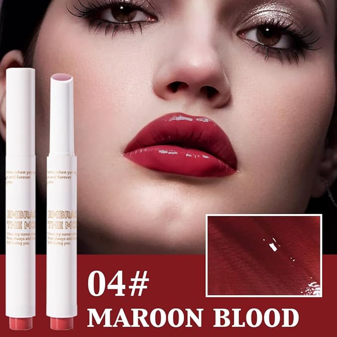 Moisturizing Solid Lipstick Non Sticky Lipstick, Moisturizing Lipstick Glossy Tinted Lip Balm,Long Lasting Non-Stick Lip Gloss Cute Makeup, High-gloss for Plumper Looking Lips,Vegan, (03#+04#)
