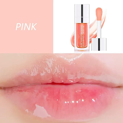 Lip Oil, Hydrating Lip Gloss Tinted Lip Balm Transparent Lip Care, Big Brush Head Glitter Shine, Long Lasting Nourishing Non-sticky Fresh Texture
