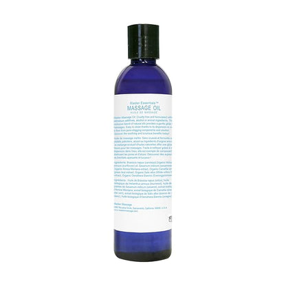 Master Massage Unscented Organic Massage Oil - 8 fl oz, Water-Soluble Blend, Skin-Nourishing Formula, Perfect for Massage Therapy and Home Use, Pack of 1