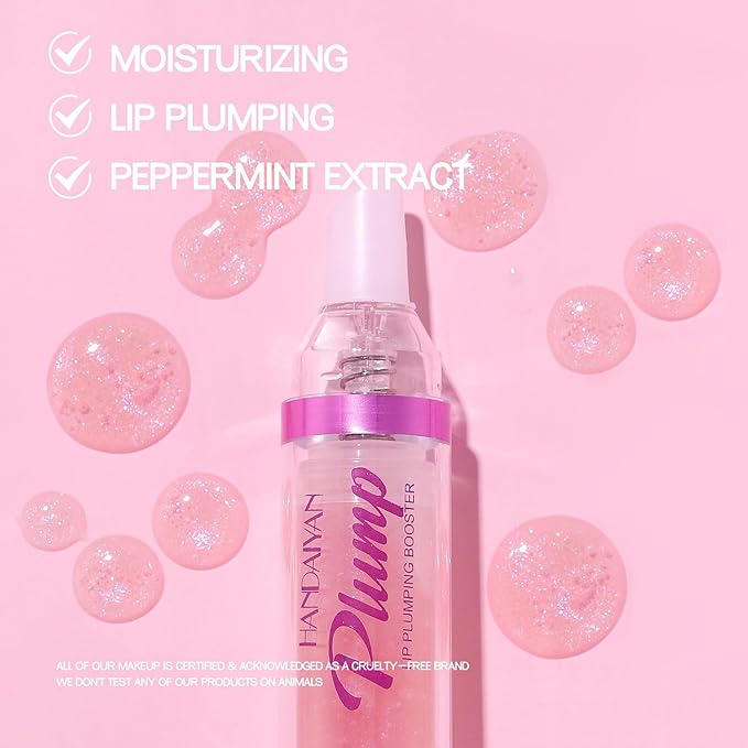 6 Colors Lip Plumper, Hydrating & Smooth Lip Wrinkles, Enhancing Plump Effect for Fuller Lips High Shine Lip Glaze Long Lasting Nourishing Lip Plumper for Women Girls (# 04)