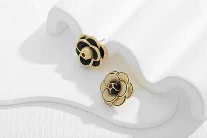 CLASSYZINT Gold/White/Red/Black Flower Stud Earrings