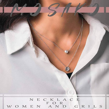 Layered Bead Necklace Chain Round Crystal