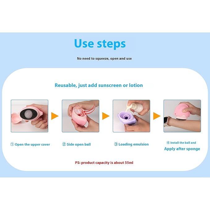 Refillable Roll On Sponge Applicator for Sunscreen, Suncream and Lotions,include replacement sponges For Kids, Adults,Families,Travel Size Holds Friendly (Light Green)