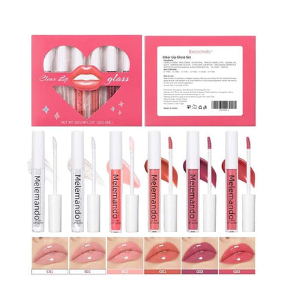 Hydrating Lip Gloss Set 6 Colors Moisturizing Glossy Hydrating