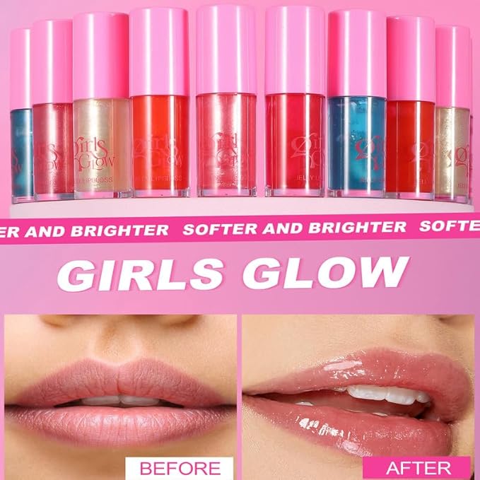 Jelly Lip Oil Gloss, Hydrating Moisturizing Plumping Lip Gloss,