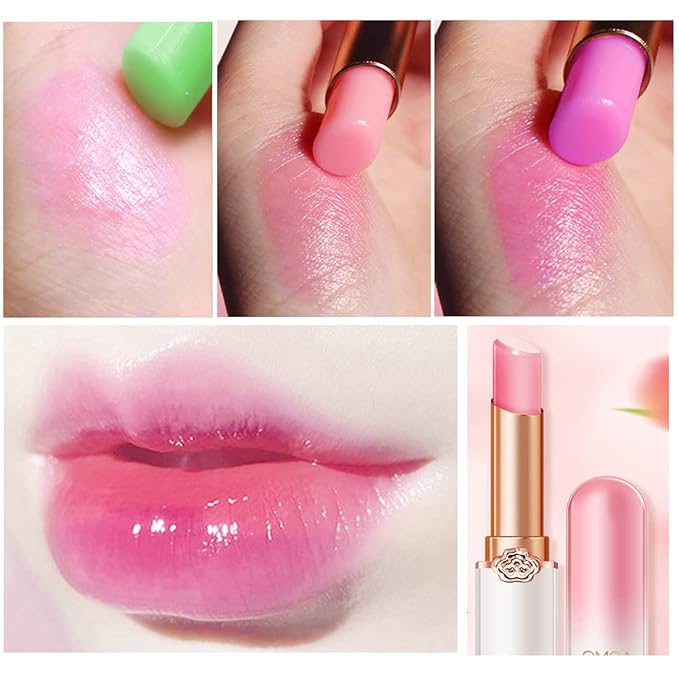 3 Pcs Color Changing Lipstick Queen Peach Aloe Grape,PH Mood Lip Balm Tinted Long Lasting Labiales Lip Plumper Gloss Magic Lip Stain Moisturize Lipstick Set for Women （Peach+Aloe+Grape）