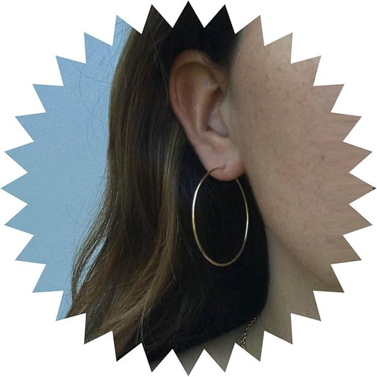 Vintage Circle Dangle Earrings Gold Large