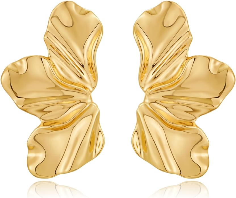 CLASSYZINT Gold/White/Red/Black Flower Stud Earrings