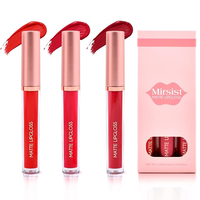 Matte Lip Gloss for Women,3 PCS Matte Liquid Gloss