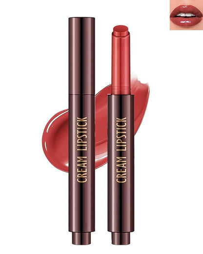 Moisturizing Lip Solid Serum Gloss,Red Shimmer Glossy Plumping Lipstick Pen, Hydrating Tint Lip Balm, Long Lasting Waterproof Jelly Lip Gloss Plumper Lip Tint Stain,Christmas Makeup Gift for Women- 08