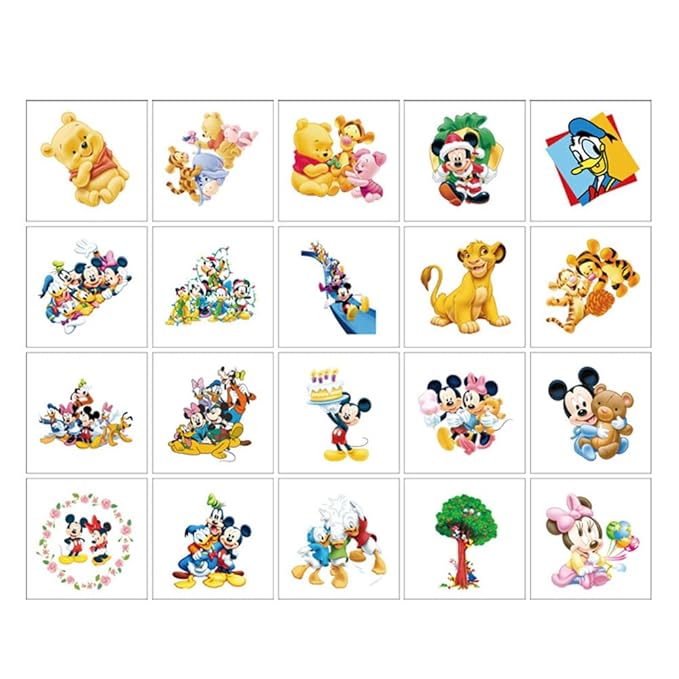 20 Sheets Disney Temporary Tattoos for Kids, Mickey Christmas Rewards