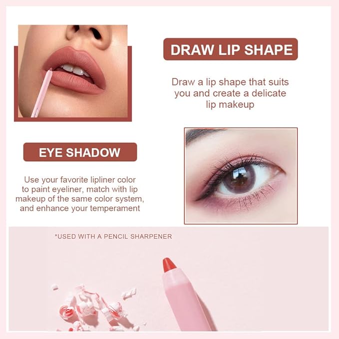 Dulele High Pigmented Matte Lip Liner Set, 12 High