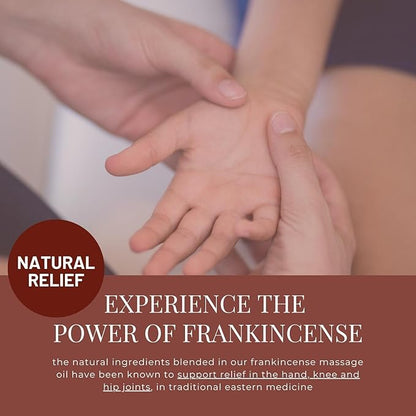 Frankincense Massage Oil 8 Fl Oz - Knees, Elbows, HIPS, Hands, Shoulders and Legs - 100% Pure Frankincense Oil Relaxes Soreness and Stiffness