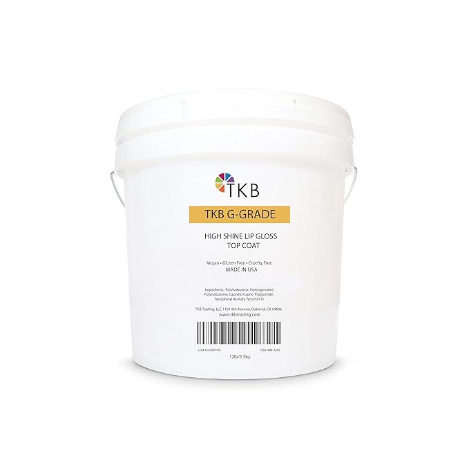 TKB High Shine Lip Gloss Top Coat (G-Grade)| Lip Oil, High Shine, Ready To Wear Clear Lip Gloss, DIY Lip Gloss, Mineral Oil Free 12lb (5.5 kg)