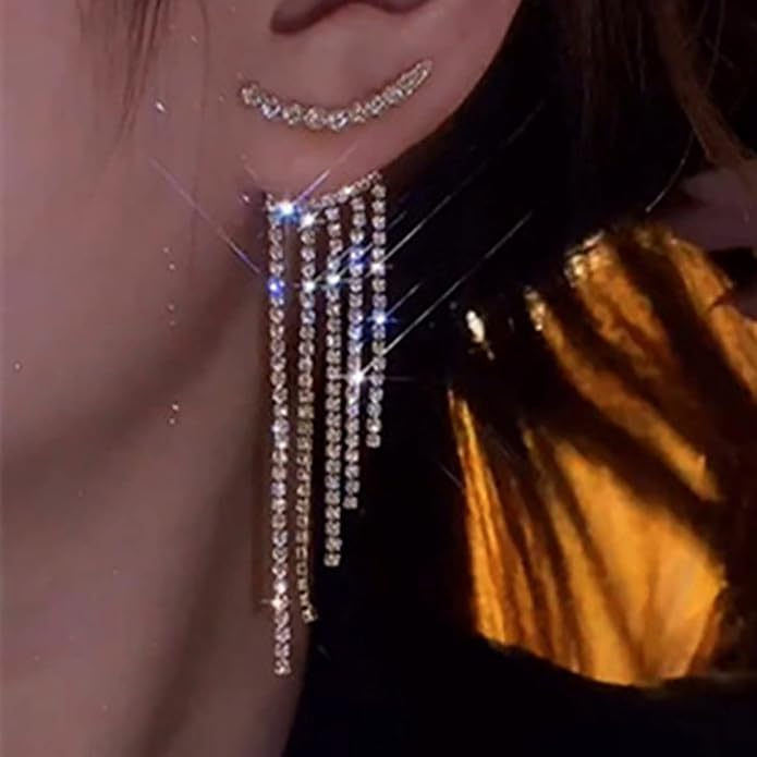 Vintage Rhinestone Chandelier Drop Earrings Crystal