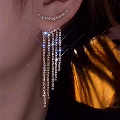 Vintage Rhinestone Chandelier Drop Earrings Crystal