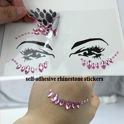 6 Sheets Face Jewels Face Gems Stick On, Holiday Costumes