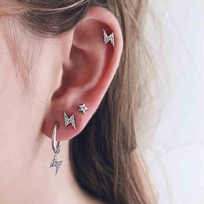 Bohemia Crystal Thunder Hoop Earrings Cz Lighting Bolt