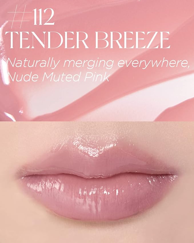 Non-Section Glowy Tint – 112 TENDER BREEZE – Glass Lasting Transparent & Flexible Lip Makeup - Moisturizing Lip Stain for Glossy Finish – Buildable Lipstick for Fuller Looking Lip, 0.17 fl.oz.
