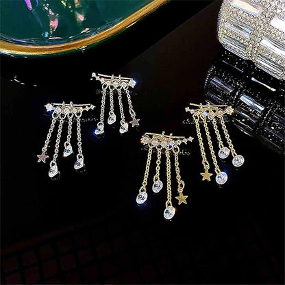 Boho Star Ear Jacket Earrings Gold Cz Star