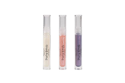 Profusion Cosmetics Empowered Butterfly Glassy Lip Gloss Set, Long Wearing Elegance With Glassy Lip Gloss Trio