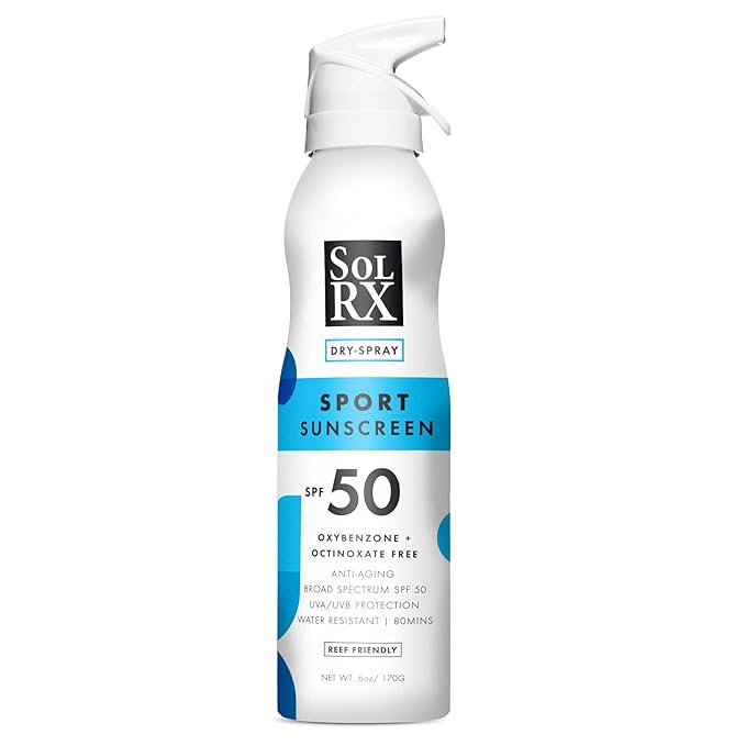 SolRX SPORT SPRAY SPF 50 Sunscreen Spray SPF50, Reef Friendly, Broad Spectrum Sunscreen for Face and Body, Oxybenzone Free