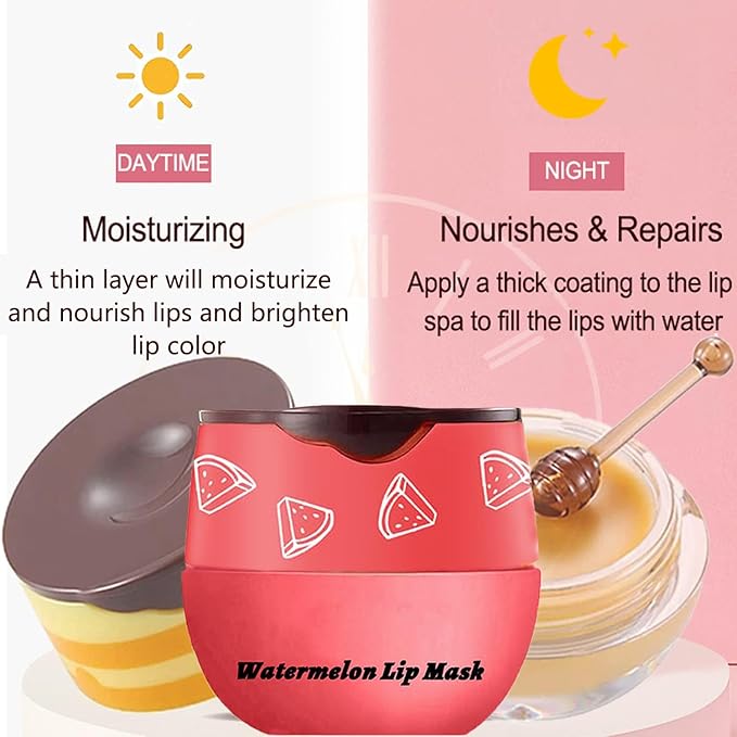 3PCS Bee Lip Balm Honey Pot,Honey (Honey+Strawberry+Watermelon)