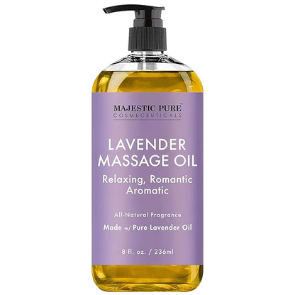 MAJESTIC PURE Lavender Massage Oil - Invigorating, Refreshing, and Relaxing - Massage, Made with Natural Oils - for All Skin Types - Men and Women - 8 fl oz